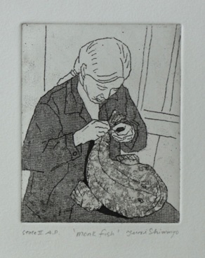Monk fish - Zinc etching - State 2 Ed 6 - Image size 12cm x 10cm